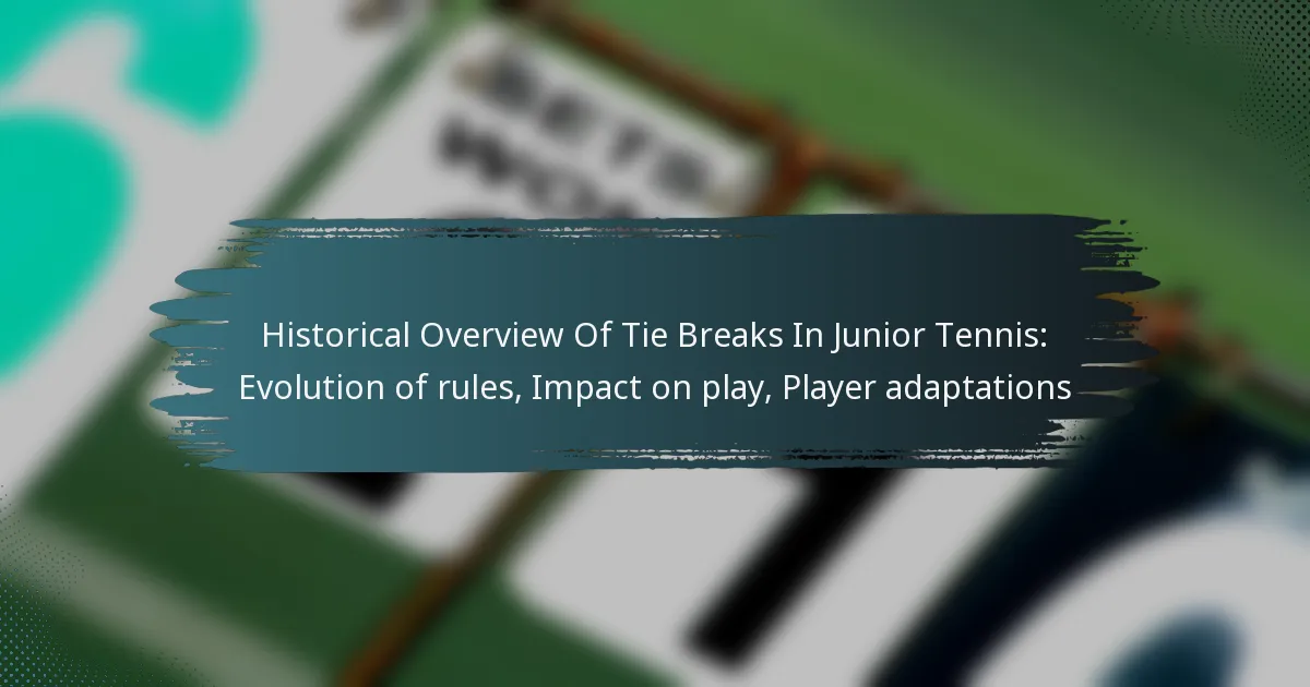 Historical Overview Of Tie Breaks In Junior Tennis: Evolution of rules, Impact on play, Player adaptations