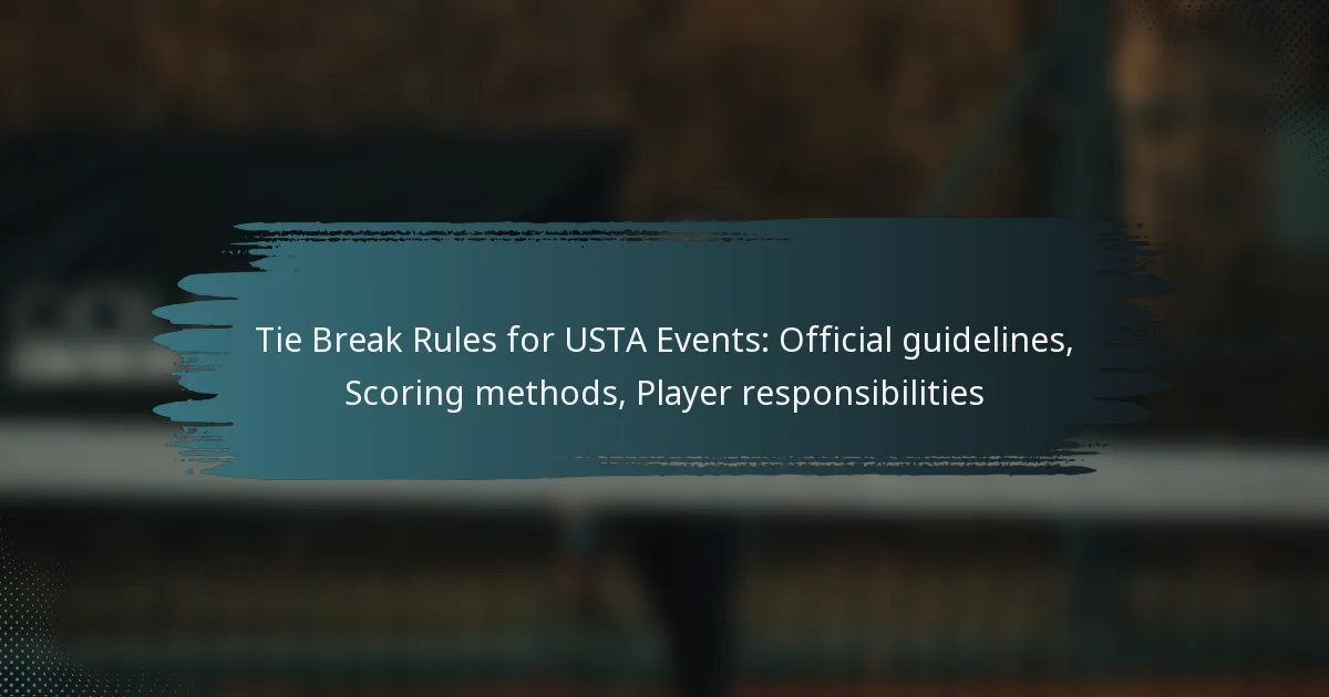 Tie Break Rules for USTA Events: Official guidelines, Scoring methods, Player responsibilities