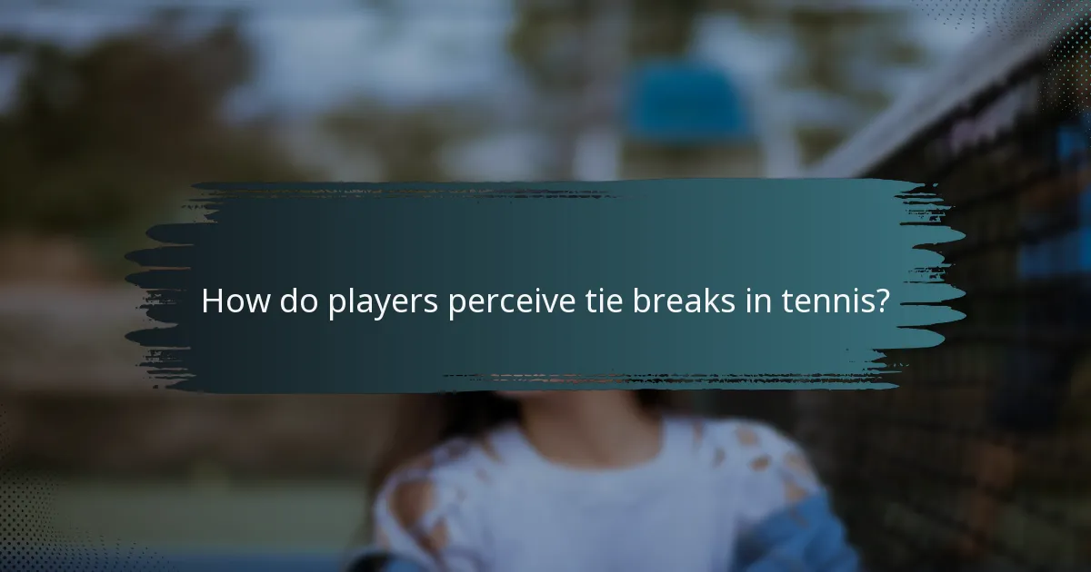 How do players perceive tie breaks in tennis?