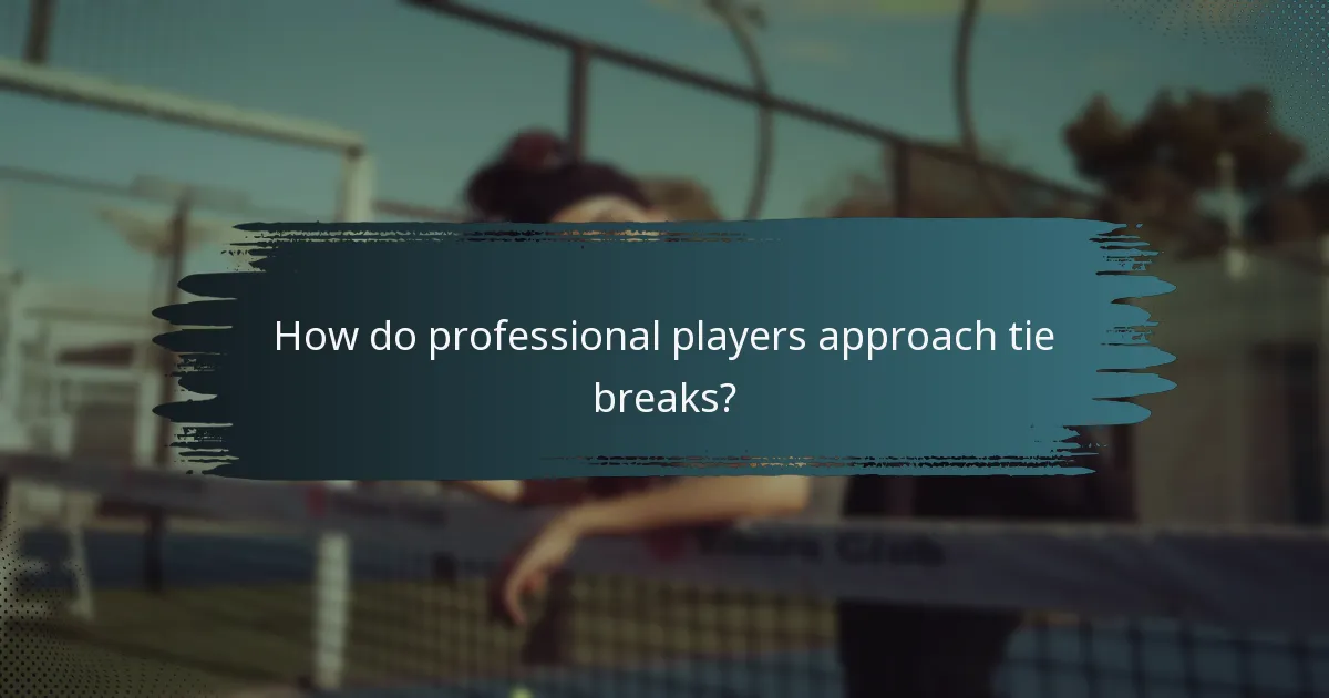 How do professional players approach tie breaks?