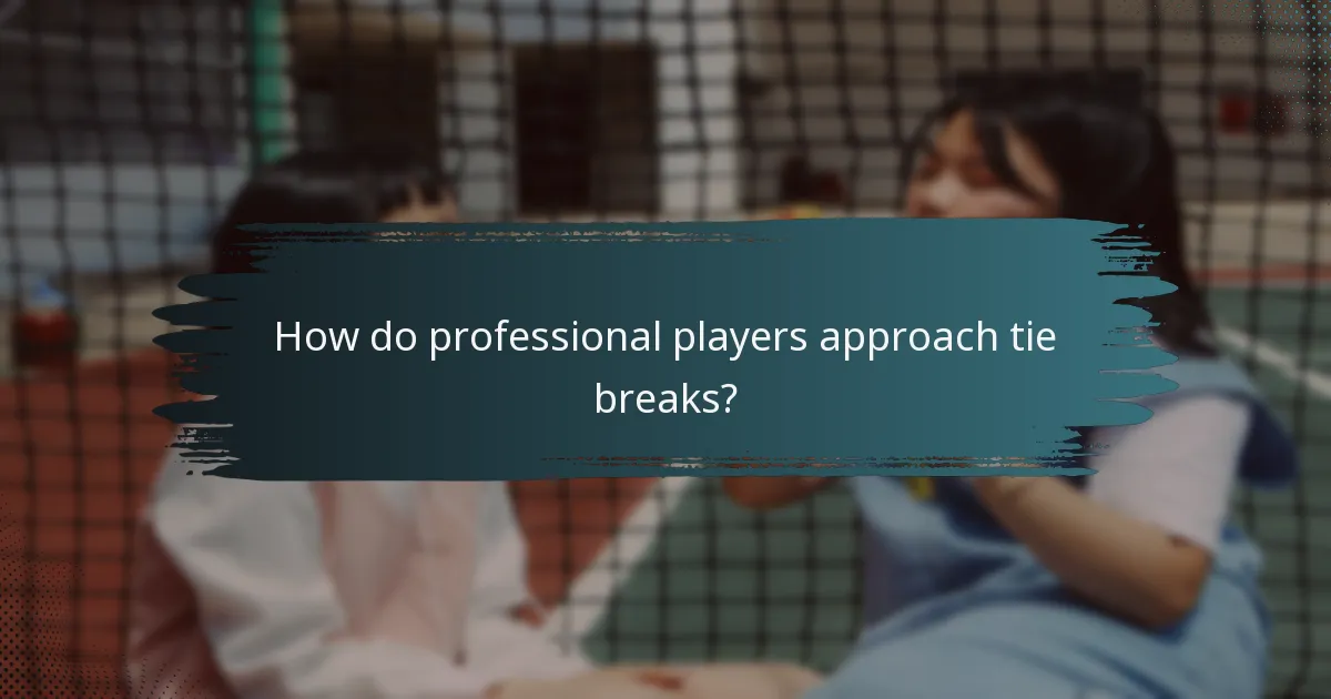 How do professional players approach tie breaks?